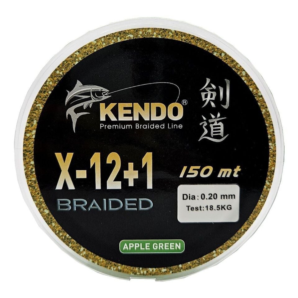 Kendo X-12+1 Braided 150m Apple Green Örgü İp 0,18mm